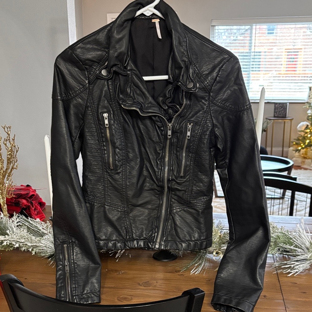 Free People Black Leather Jacket